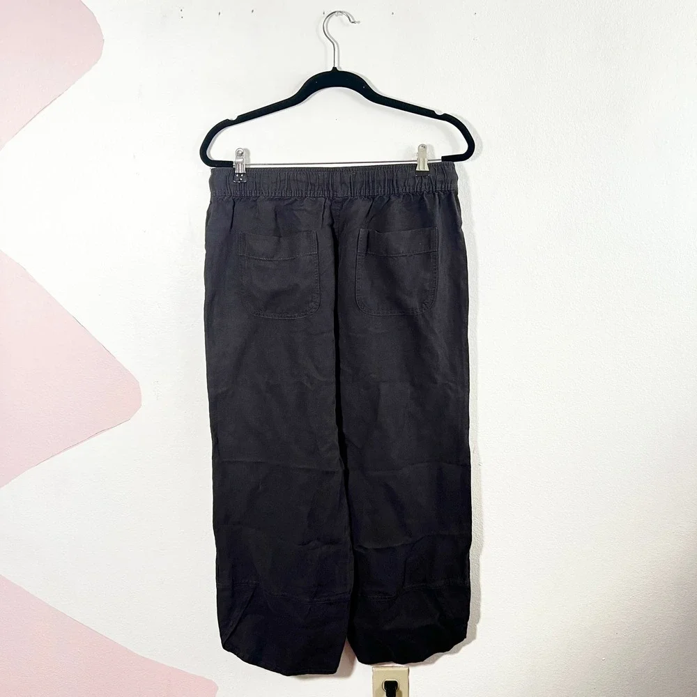 C&C California Wide Leg Pants Womens Large Gray Linen Blend Drawstring Pockets - Picture 2 of 7